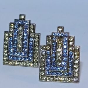 * vintage gorgeous architectural rhinestone art deco clip on earrin